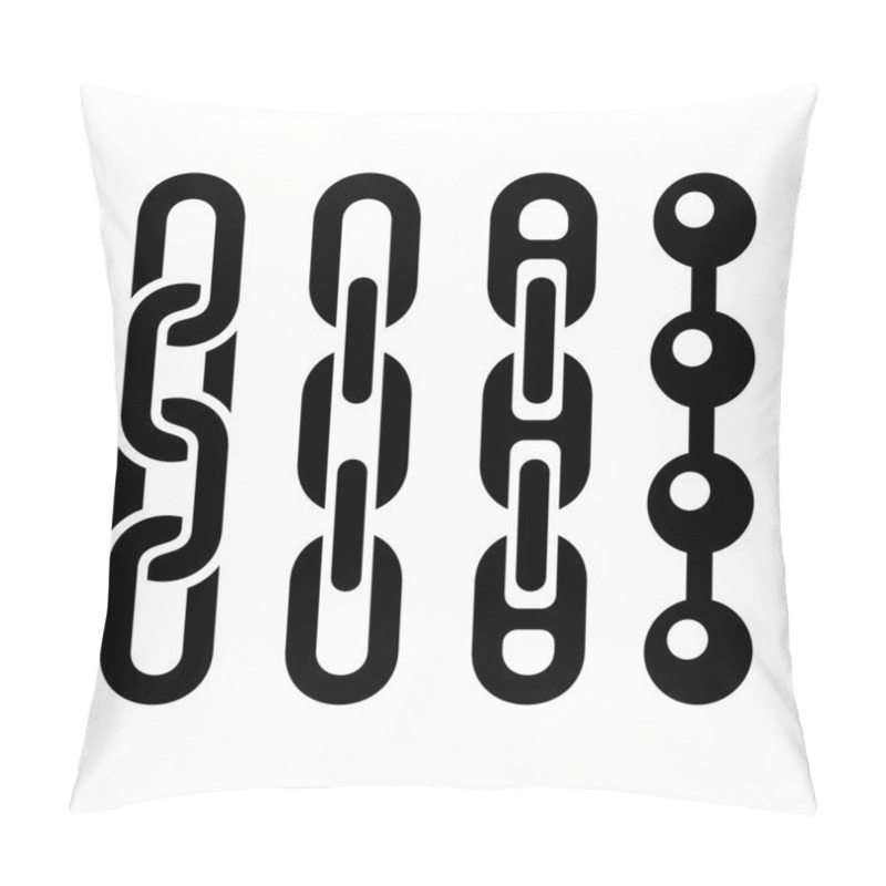 Personality  Metal Chain Parts Icons Set On White Background. Pillow Covers