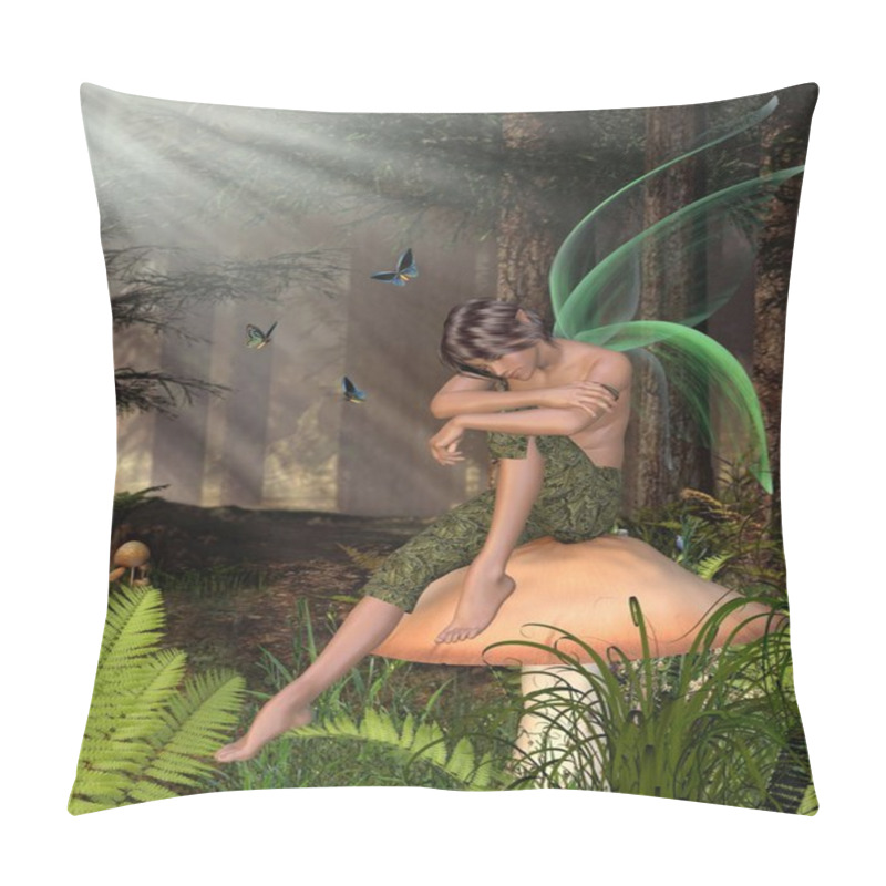 Personality  Woodland Fairy Boy Sitting On A Toadstool Pillow Covers