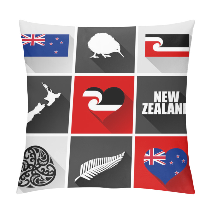 Personality  New Zealand Flat Icon Set Pillow Covers