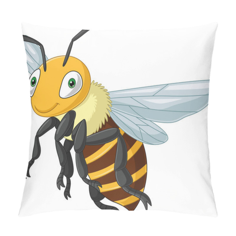 Personality  Vector Illustration Of Cartoon Wasp Flying On White Background Pillow Covers