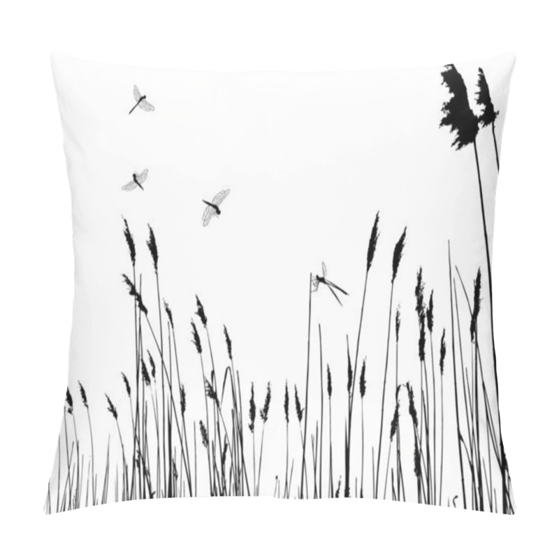 Personality  Real Grass Silhouette And Dragonfly Pillow Covers