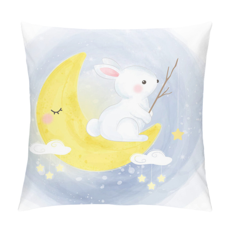 Personality  Cute Rabbit Illustration, Animal Clipart, Baby Shower Decoration, Woodland Illustration. Pillow Covers