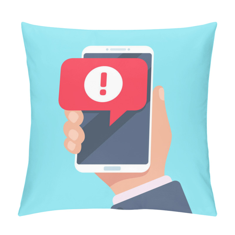 Personality  Alert Message Mobile Notification. Danger Error Alerts, Virus Problem Or Spam Notifications On Phone Screen Vector Illustration Pillow Covers