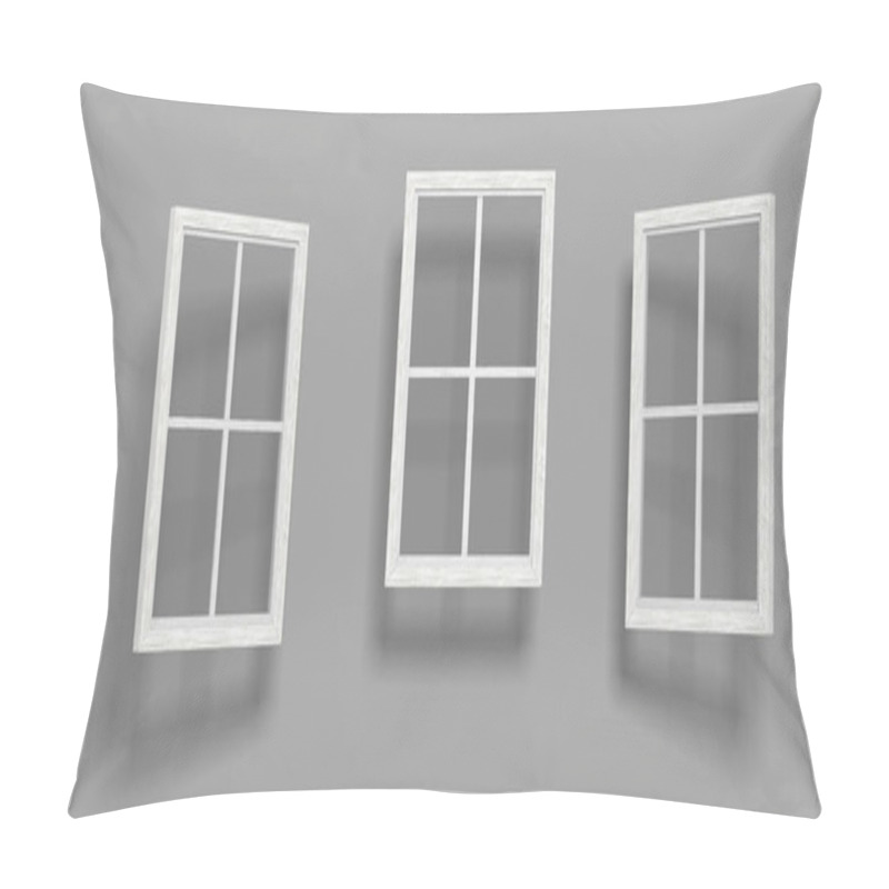 Personality  White Wooden Windows Isolated On Grey Pillow Covers