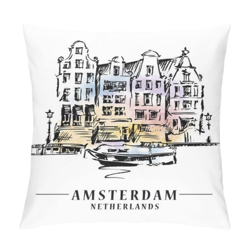 Personality  Amsterdam Architecrture Sketch Pillow Covers