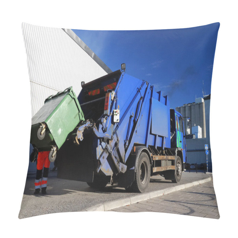 Personality  Garbage Transport Car Loading Itself In Port. Landfill Site, Ecology, Environmental Damage, Pollution, Infrastructure, Industry, Special Equipment, Reuse, Recycle, Zero Waste Concept. Sweden Pillow Covers