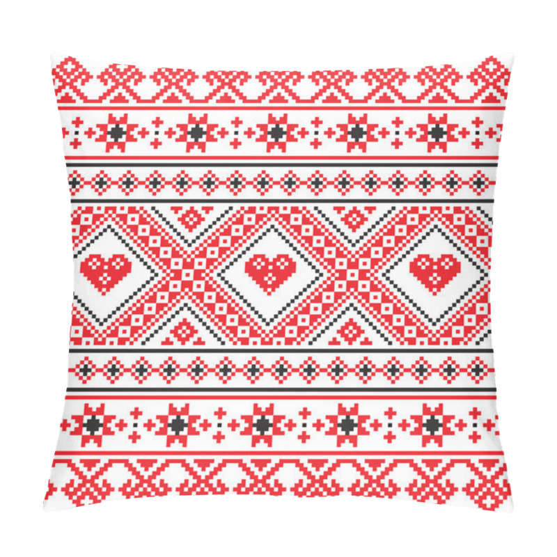 Personality  Traditional Folk Art Knitted Red Embroidery Pattern From Ukraine Pillow Covers