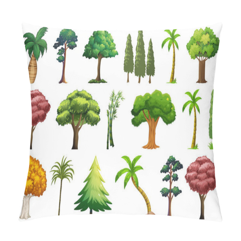 Personality  Set Of Variety Plants And Trees Illustration Pillow Covers