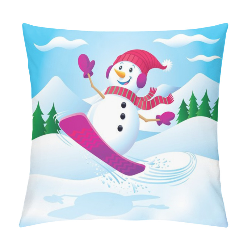 Personality  Snowboarding Snowman In The Air Pillow Covers