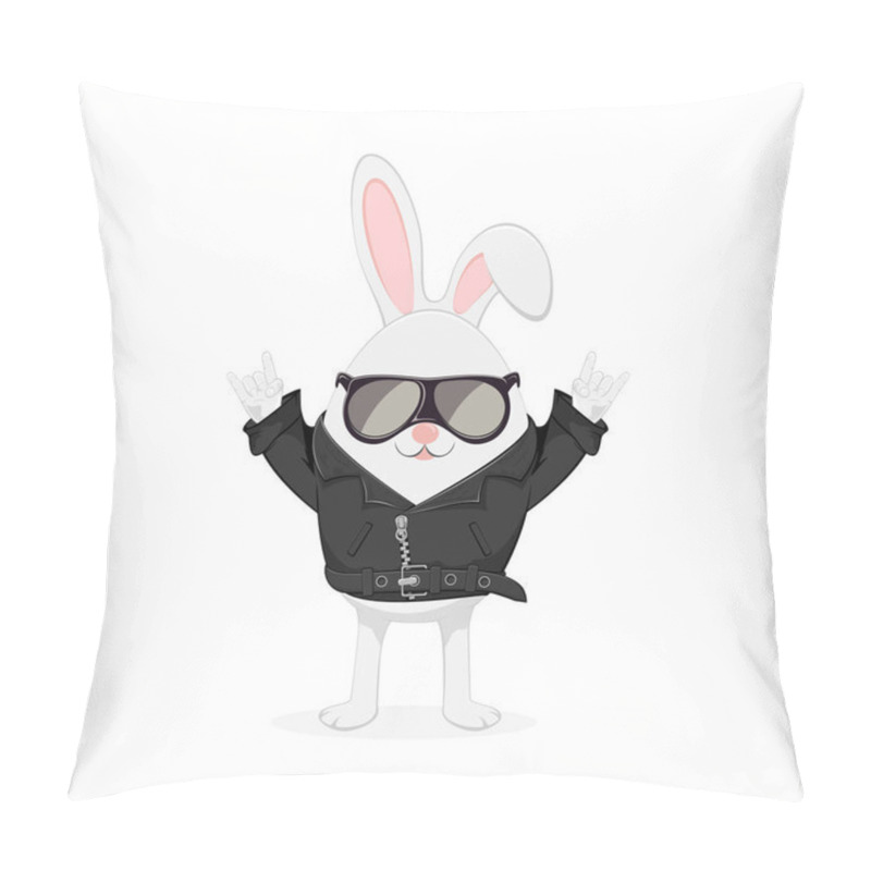 Personality  Easter Rabbit In Black Jacket Pillow Covers