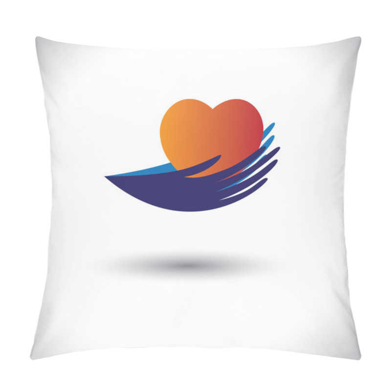 Personality  Concept Vector Graphic- Hands Protecting Heart From Disease, Exp Pillow Covers