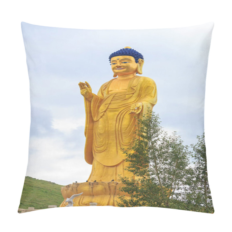 Personality  Mongolia, Ulaanbaatar. Buddha International Park. Buddha Statue Pillow Covers