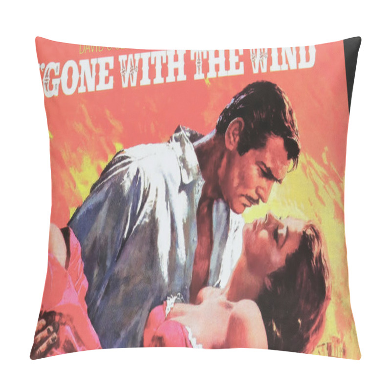 Personality  Viersen, Germany - May 9. 2024: Cinema Film Poster Detail From Movie  Gone With The Wind With Clark Gable And Vivien Leigh From 1939 Pillow Covers