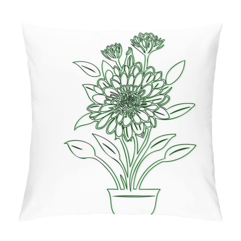 Personality  Line Art Flower In Pot Illustration Pillow Covers