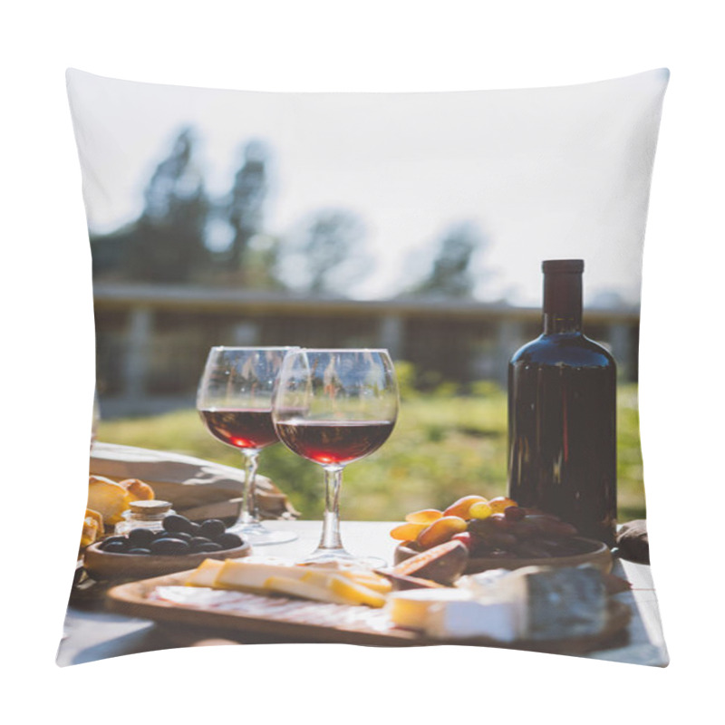 Personality  Red Wine With Snacks Pillow Covers