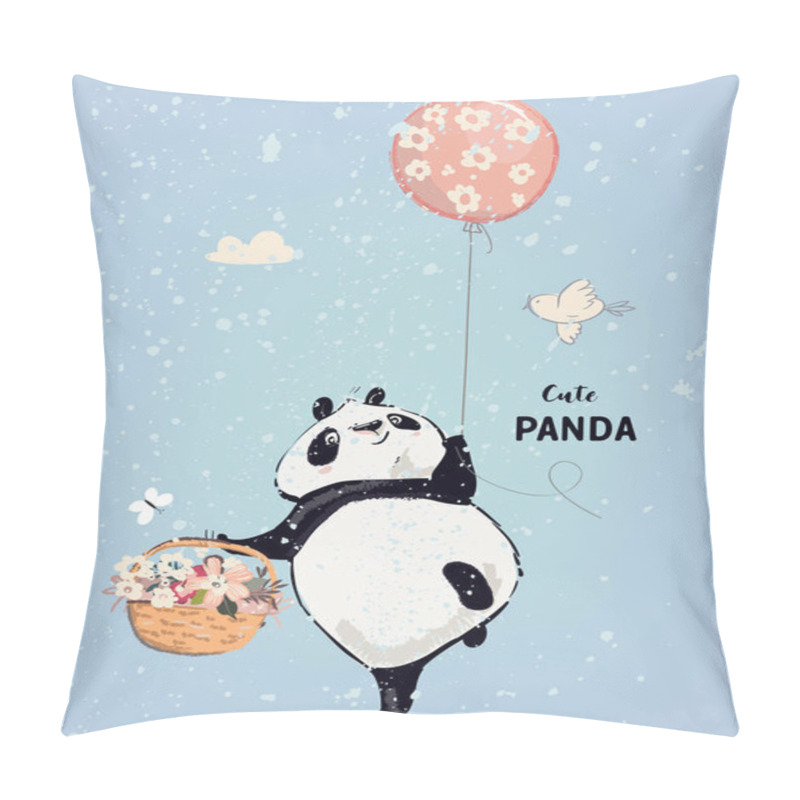 Personality  Little Panda With Balloon Pillow Covers