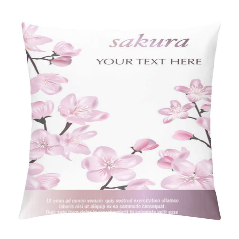 Personality  Vector Banner With Cherry Blossom. Blossoming Sakura Branch On White. Template For Invitation, Sales, Packaging, Cosmetics, Perfume. Space For Text. Pillow Covers