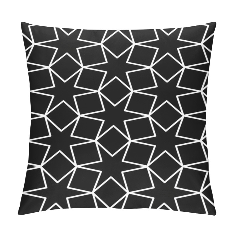 Personality  Vector Modern Seamless Geometry Pattern Star, Black And White Abstract Geometric Background, Pillow Print, Monochrome Retro Texture, Hipster Fashion Design Pillow Covers