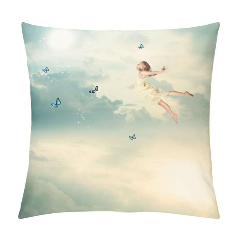 Personality  Little Girl Flying At Twilight Pillow Covers