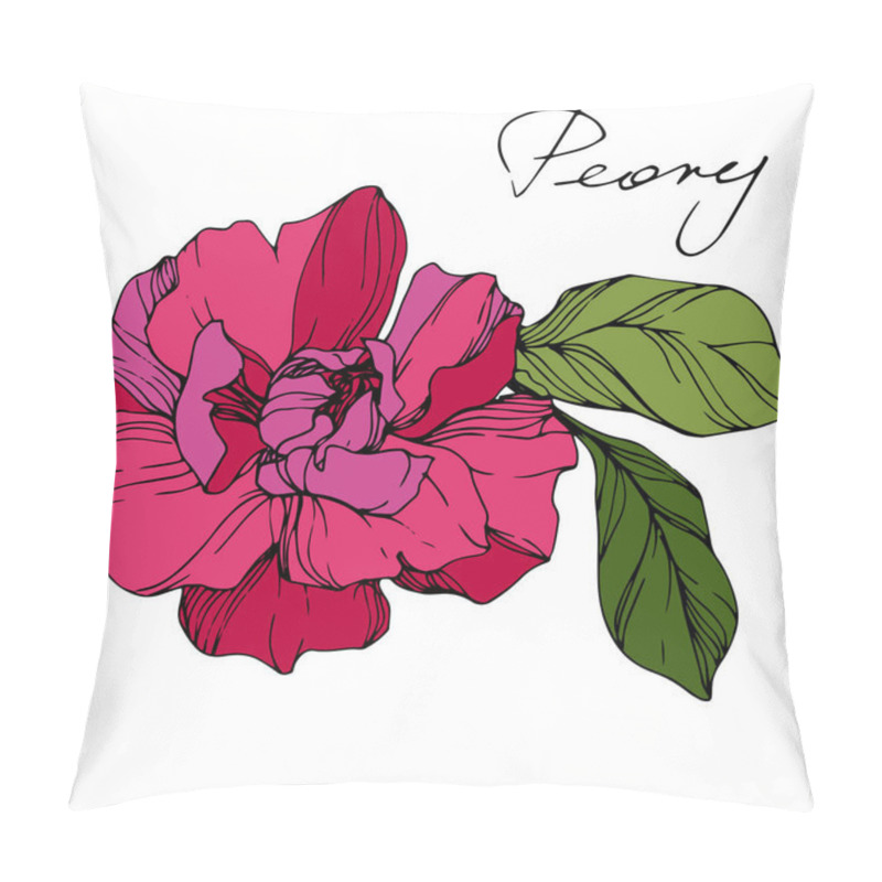 Personality  Vector Pink Peony. Floral Botanical Flower. Engraved Ink Art. Isolated Peony Illustration Element. Pillow Covers