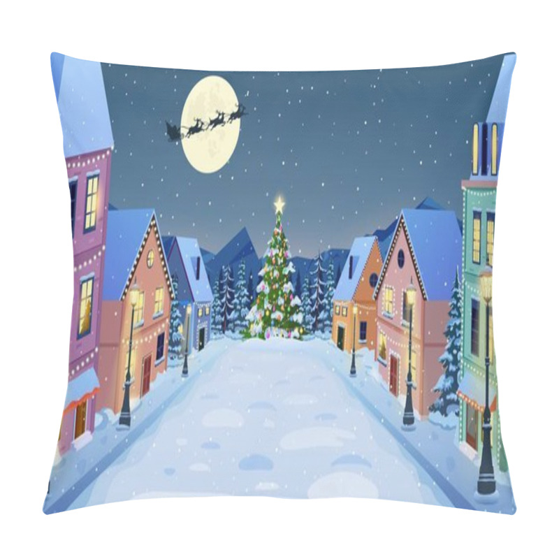 Personality  Winter City Street In Cartoon Pillow Covers