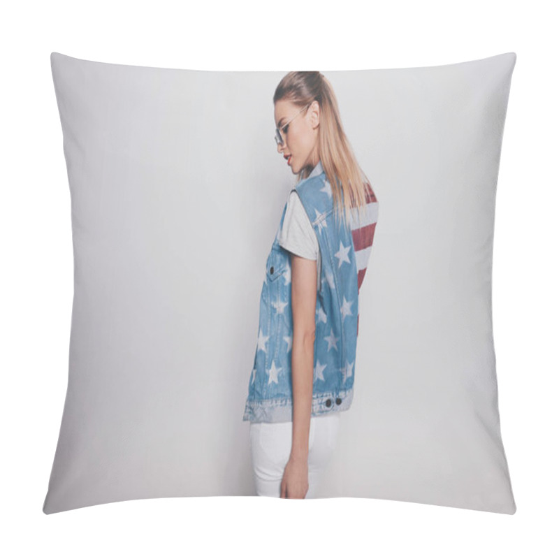 Personality  Girl In American Patriotic Outfit  Pillow Covers