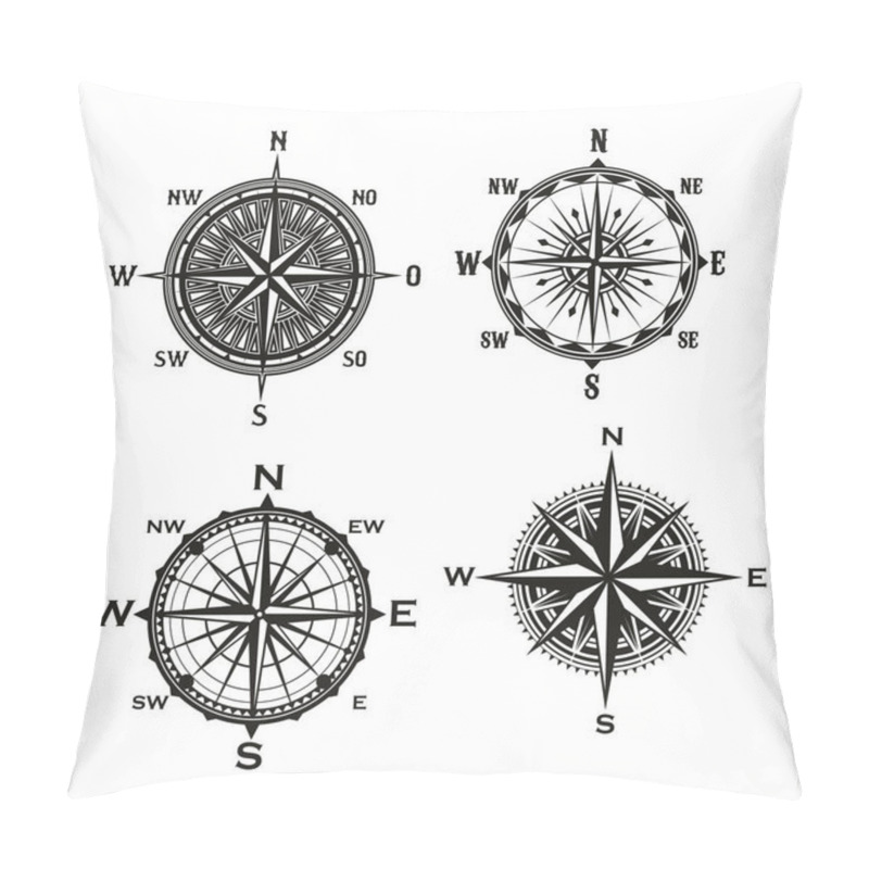 Personality  Rose Of Winds Arrows, Vector Nautical Compass Pillow Covers