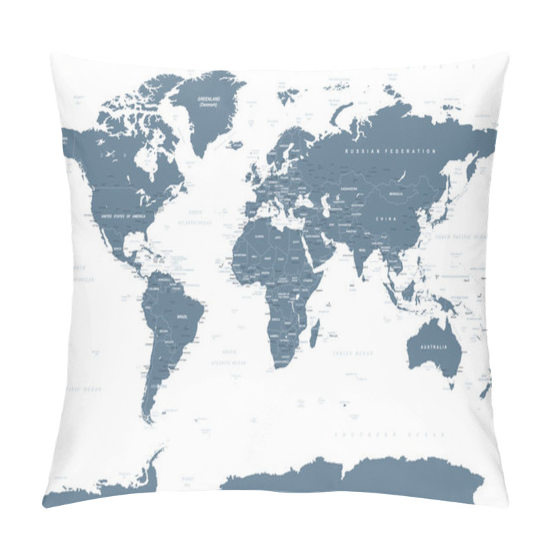 Personality  Political Grayscale World Map Vector Pillow Covers