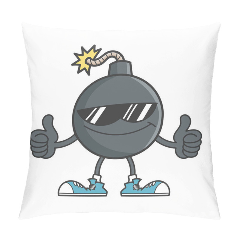 Personality  Bomb Cartoon With Sunglasses Giving Thumbs Up Pillow Covers