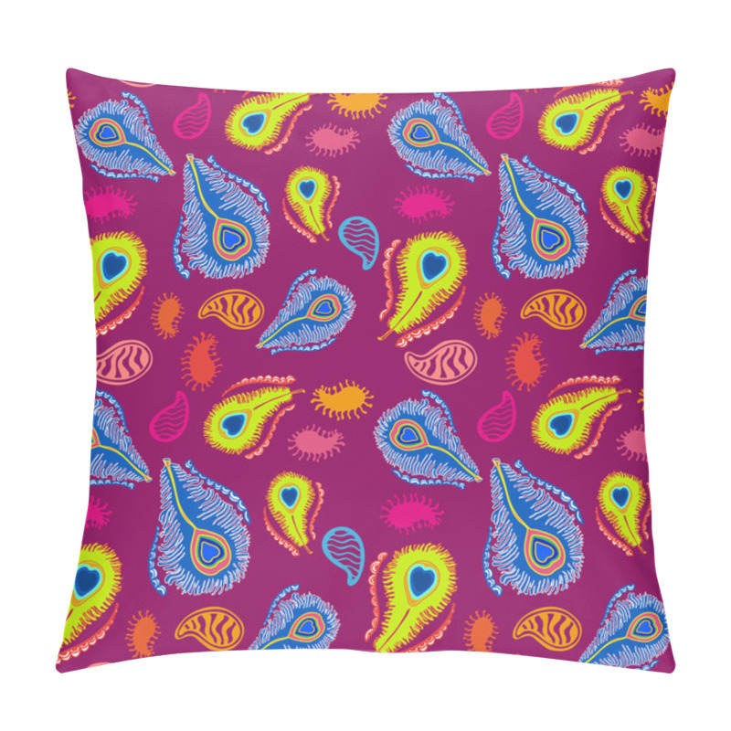 Personality  Unusual Seamless Paisley Pattern With Peacock Feathers. Hand Drawn Doodles Inspired By Turkish And Persian Art. Pillow Covers