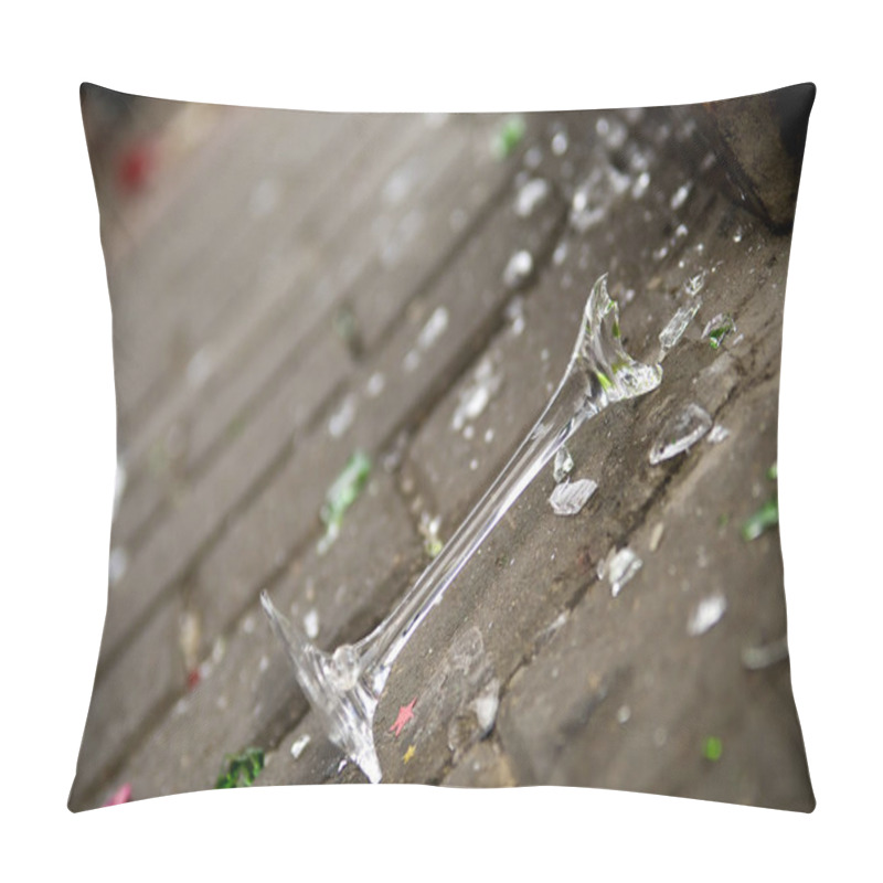 Personality  A Broken Champagne Glass Lies On The Sidewalk Pillow Covers