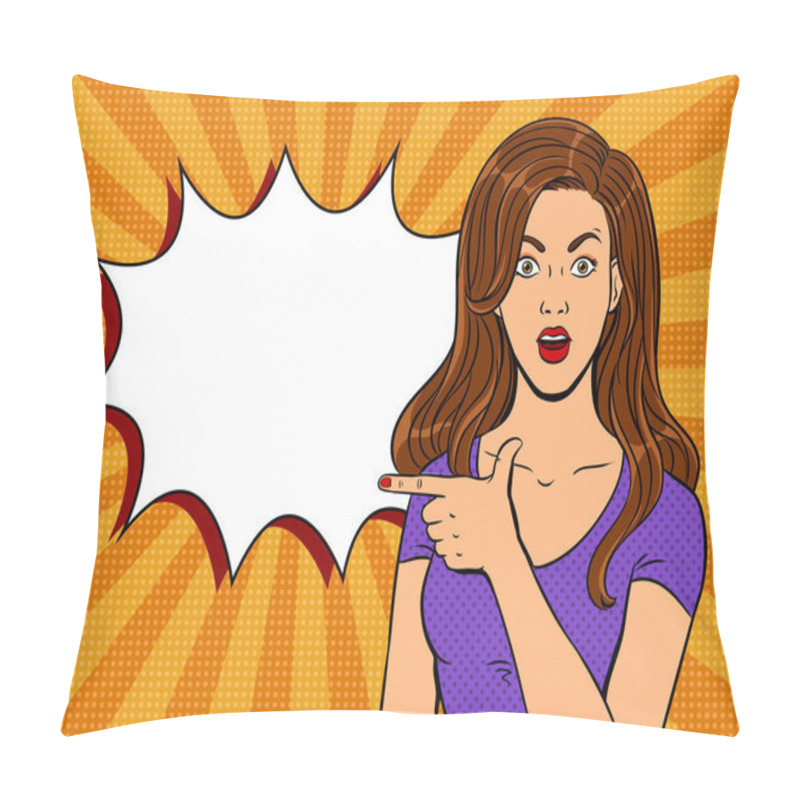 Personality  Young Woman Pointer Pop Art Vector Pillow Covers