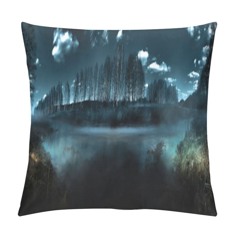 Personality  Dark Gloomy Forest. Night In The Forest. Nature Scene With Forest And Moonlight. Night View Of The Forest, Nature, Fog, Smog, Smoke. Pillow Covers