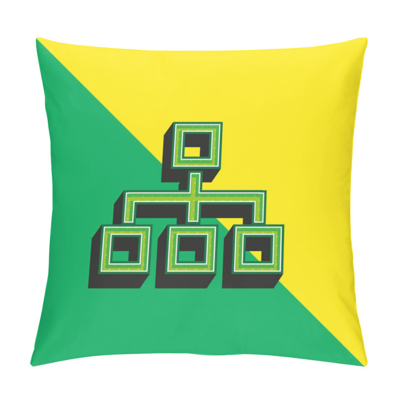 Personality  Block Scheme Of Four Squares Outlines Green And Yellow Modern 3d Vector Icon Logo Pillow Covers