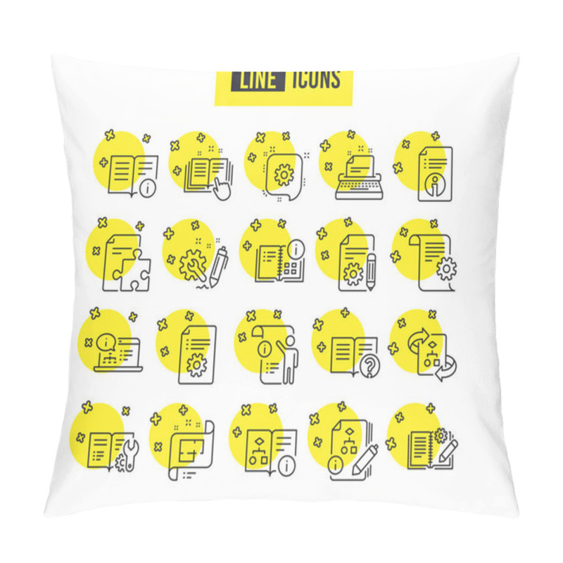 Personality  Technical Documentation Line Icons. Pillow Covers