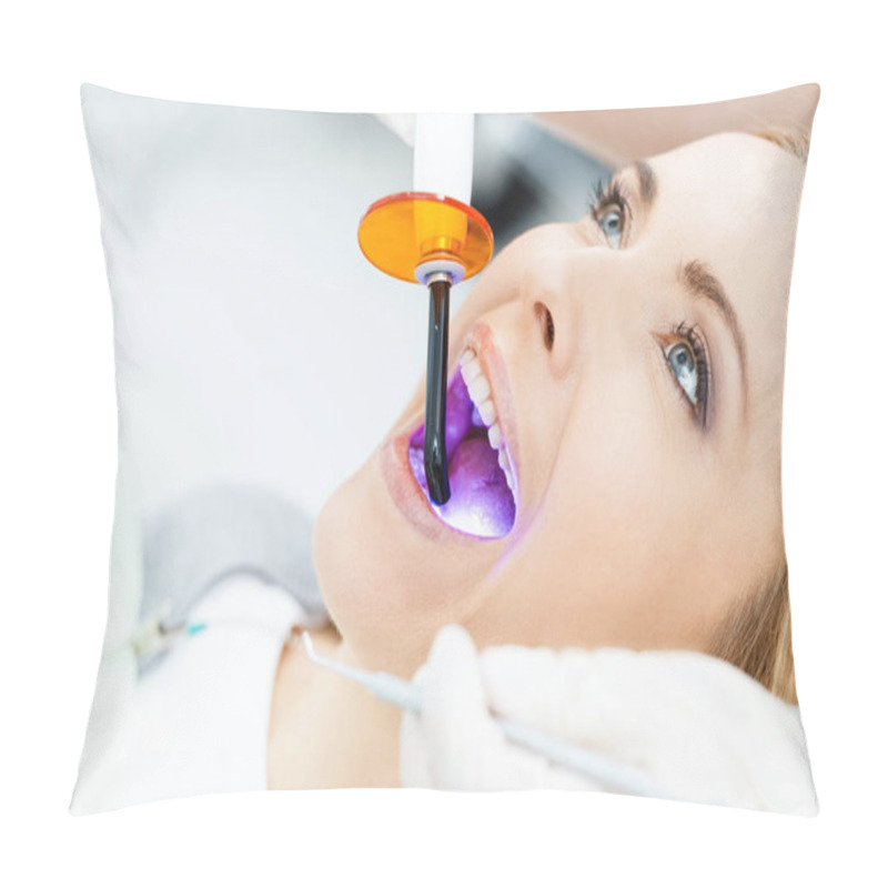 Personality  Patient Whitening Teeth At Dentist Pillow Covers