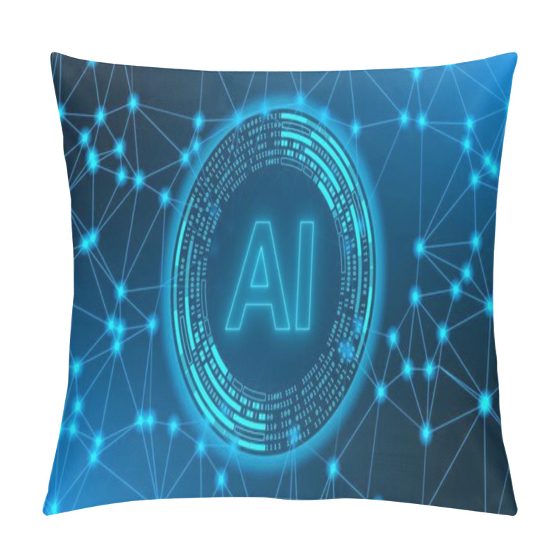 Personality  AI Artificial Intelligence - Futuristic Technology - Stylized Information Connecting Lines - 3D Illustration Pillow Covers