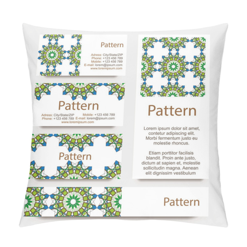 Personality  Business Cards Pattern With Islamic Morocco Ornament. Includes Seamless Pattern Pillow Covers