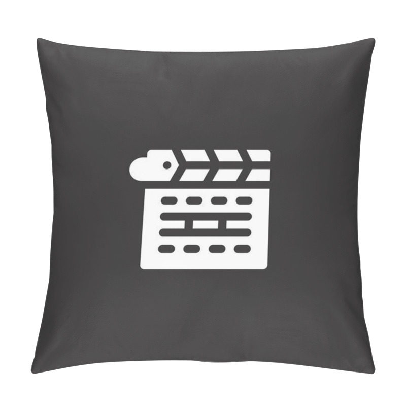 Personality  Clapperboard Icon. Filled Clapperboard Icon For Website Design And Mobile, App Development. Clapperboard Icon From Filled Music Multimedia Collection Isolated On Black Background. Pillow Covers