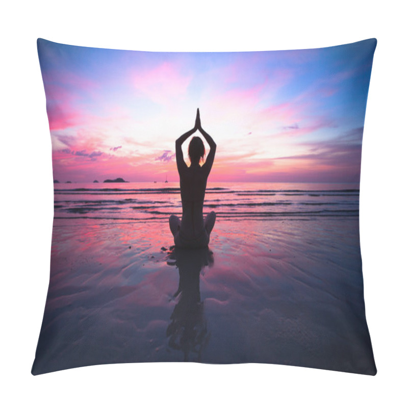 Personality  Sunset Yoga Woman On Sea Coast Pillow Covers