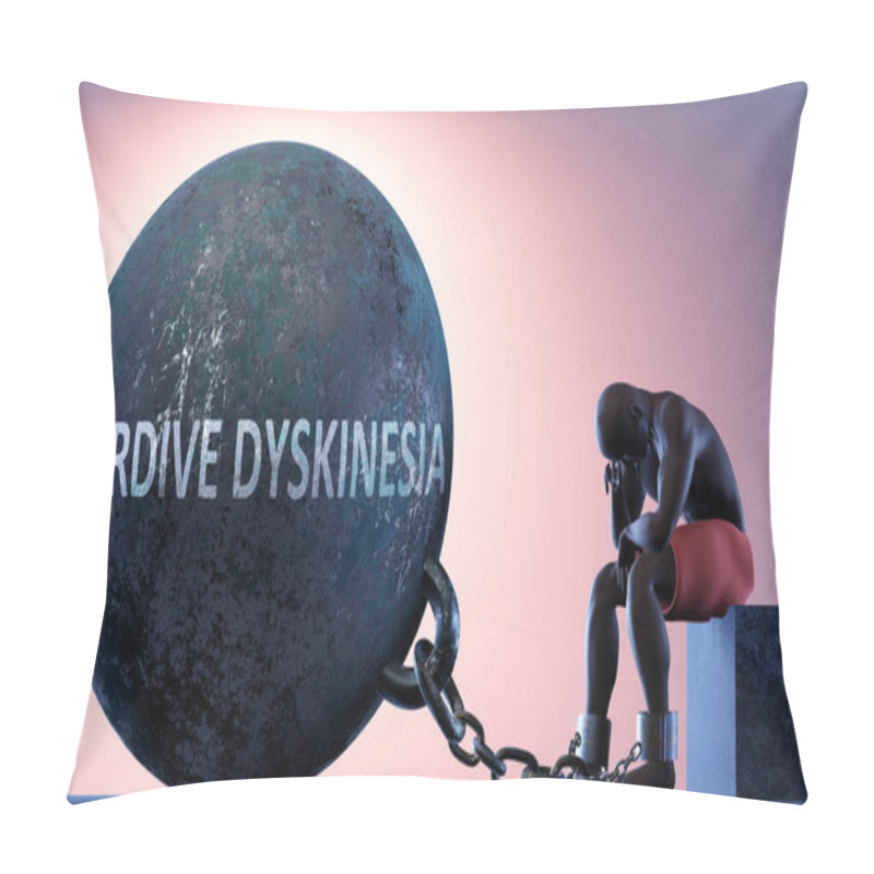 Personality  Tardive Dyskinesia As A Heavy Weight In Life - Symbolized By A Person In Chains Attached To A Prisoner Ball To Show That Tardive Dyskinesia Can Cause Suffering, 3d Illustration Pillow Covers