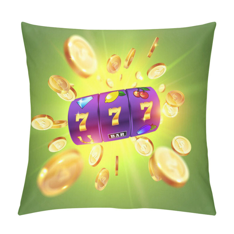 Personality  Golden Slot Machine Wins The Jackpot. Pillow Covers