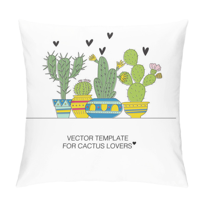 Personality  Illustration Of A Hand Drawn Cactuses.  Pillow Covers