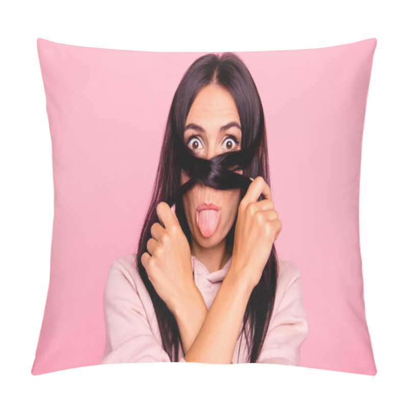 Personality  Close Up Attractive Beautiful Good-looking Lady With Her Tongue  Pillow Covers