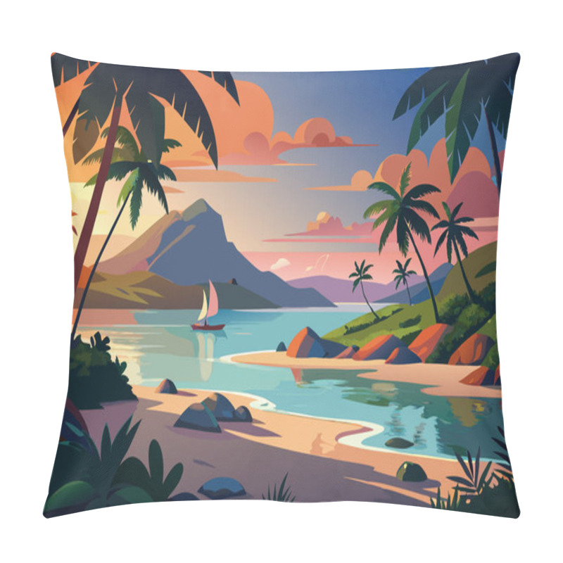 Personality  Summer Tropical Beach Landscape Background Pillow Covers