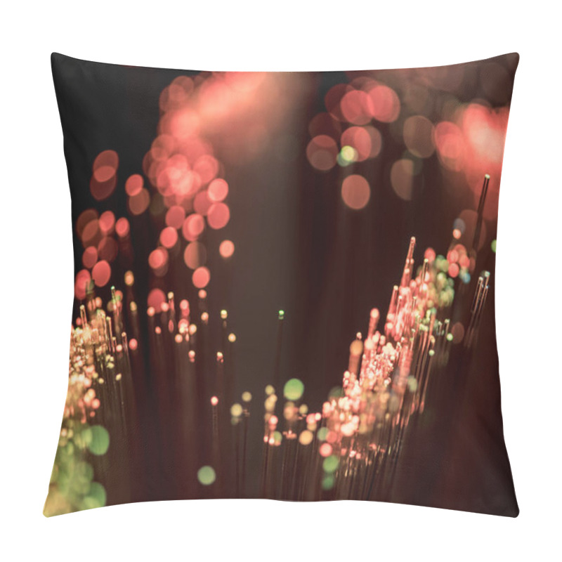 Personality  Selective Focus Of Shiny Pink Fiber Optics Background Pillow Covers