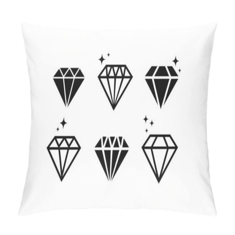 Personality  Diamond Icon Set. Abstract Jewelry Gemstones, Crystals. Jewelry Logo Design. Vector On Isolated White Background. EPS 10. Pillow Covers