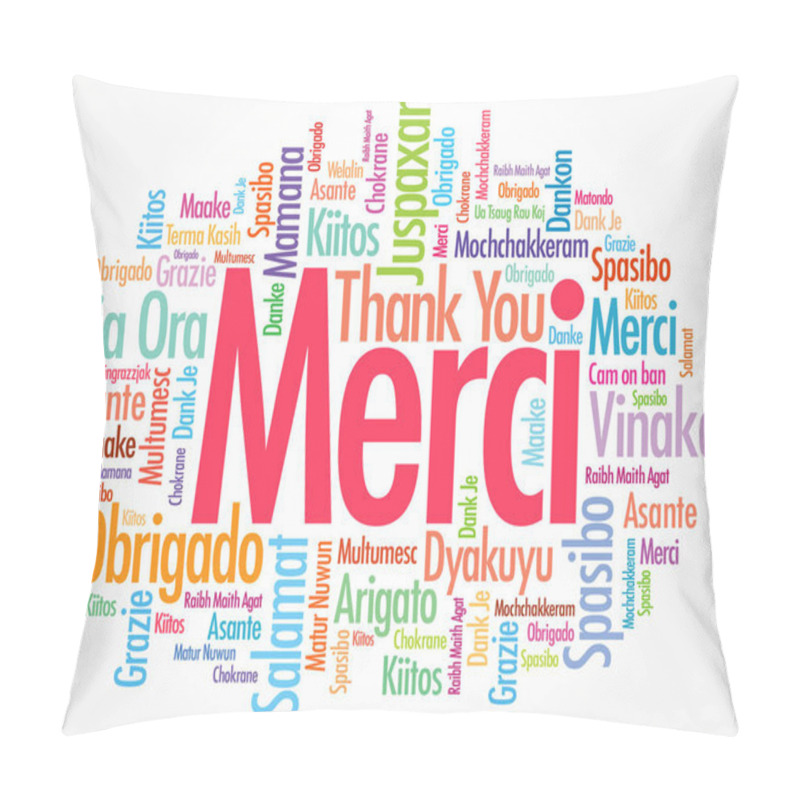 Personality  Merci (Thank You In French) Word Cloud In Different Languages Pillow Covers