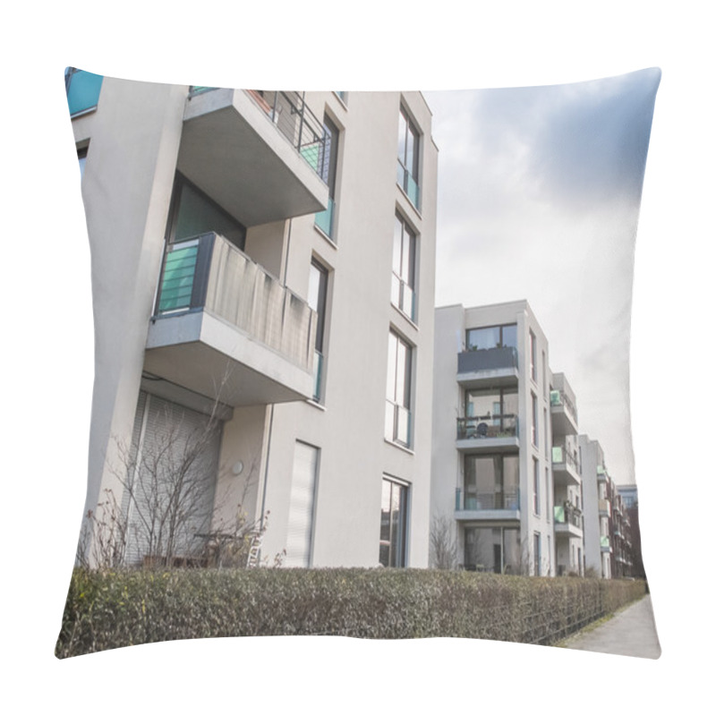 Personality  Apartment Buildings Surrounded By Hedge Pillow Covers