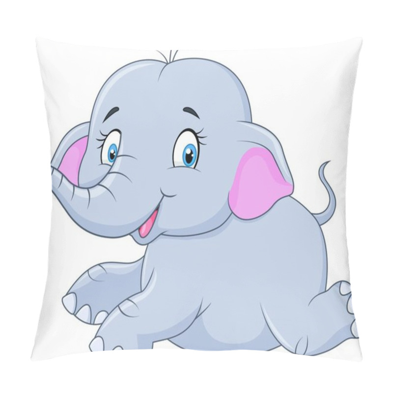 Personality  Adorable Baby Elephant Running Isolated On White Background  Pillow Covers